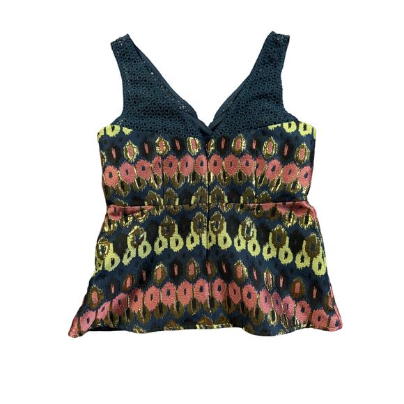 Anthropologie HD in Paris Tank Top Size 4 Yana Jacquard Metallic Peplum NEW NWT - Picture 12 of 16